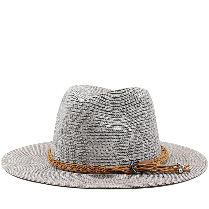AMENHOTEP Men's Straw Panama Hat in Gray